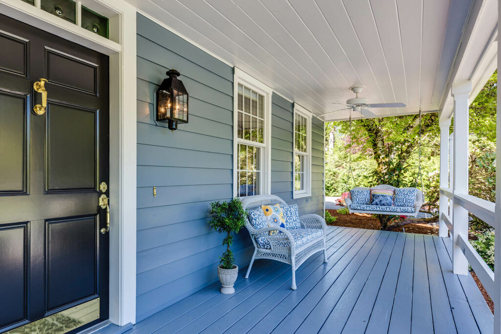 Chair on verandah of house