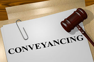 Paper saying "Conveyancing" with gavel on it